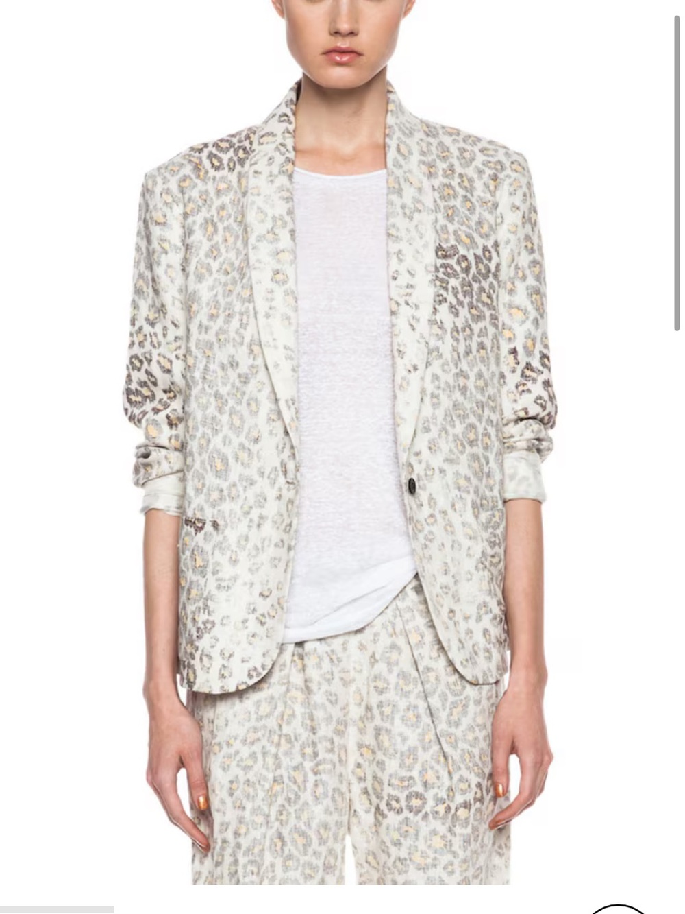 Raquel Allegra linen Leopard Print Cream Blazer